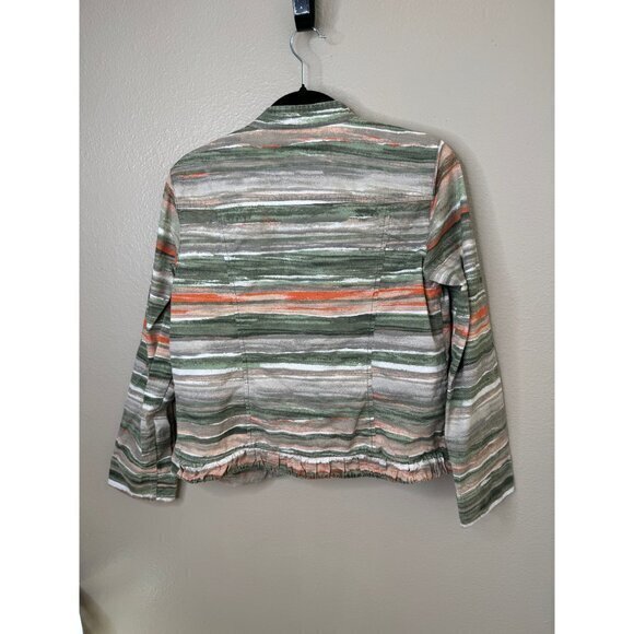 Chico's Women's Striped Jacket size 1-Medium long sleeve collared lightweight - Picture 5 of 6
